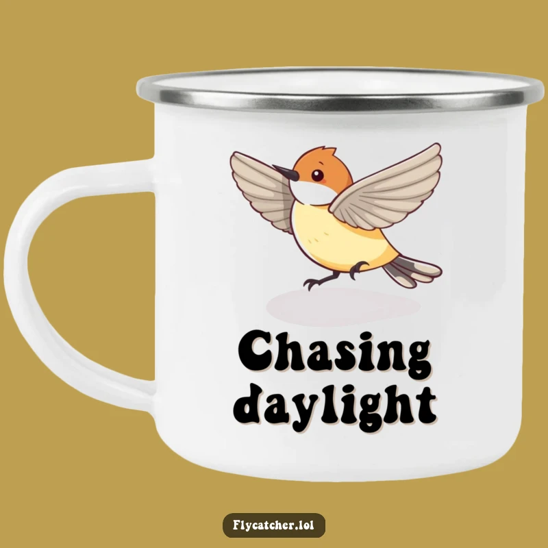 Funny Flycatcher Shadow Camping Mug - Adventure Fueled by Humor!