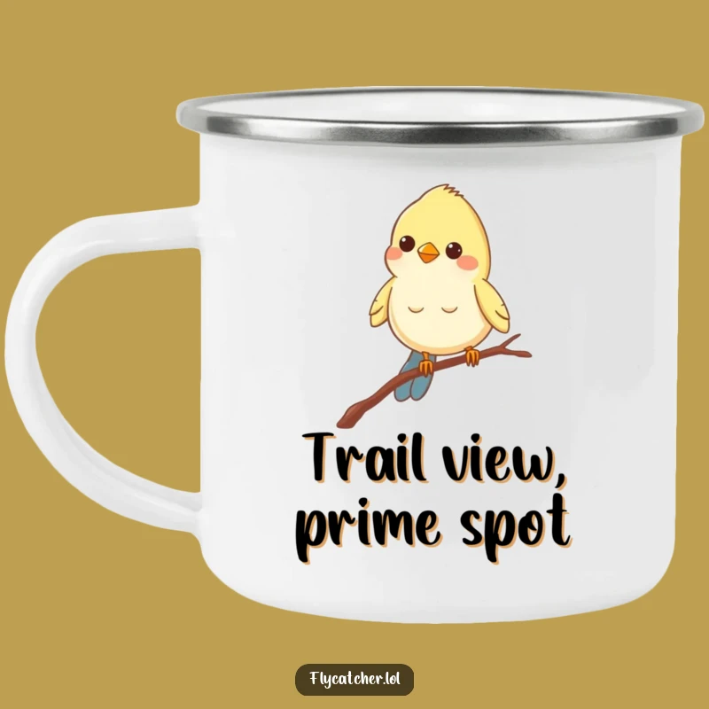 Funny Bird Branch Camping Mug: Observe Nature with a Cheerful Companion