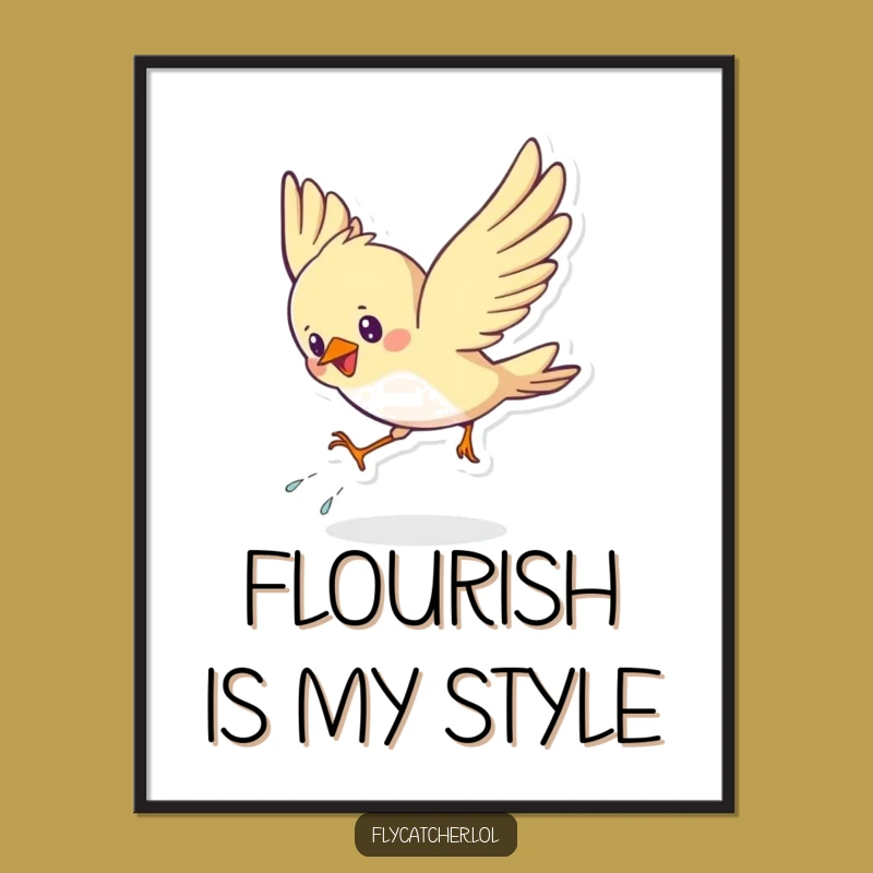 Funny Bird Swoop Digital Art: Energetic Landing Wall Decor, Instant Funny Gift