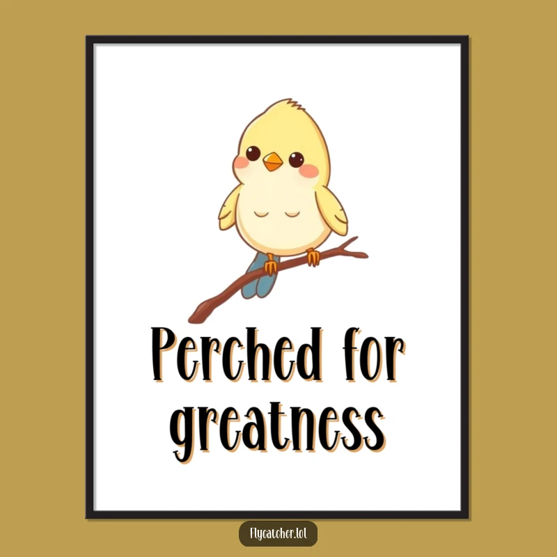 Funny Bird Branch Poster: Cheerful Peering Art, Perfect Wall Decor Gift