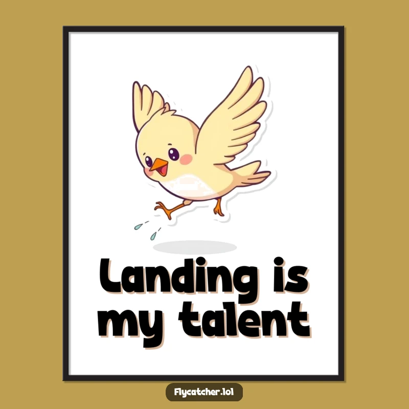 Funny Bird Swoop Poster: Energetic Landing Art Print, Perfect Wall Decor Gift