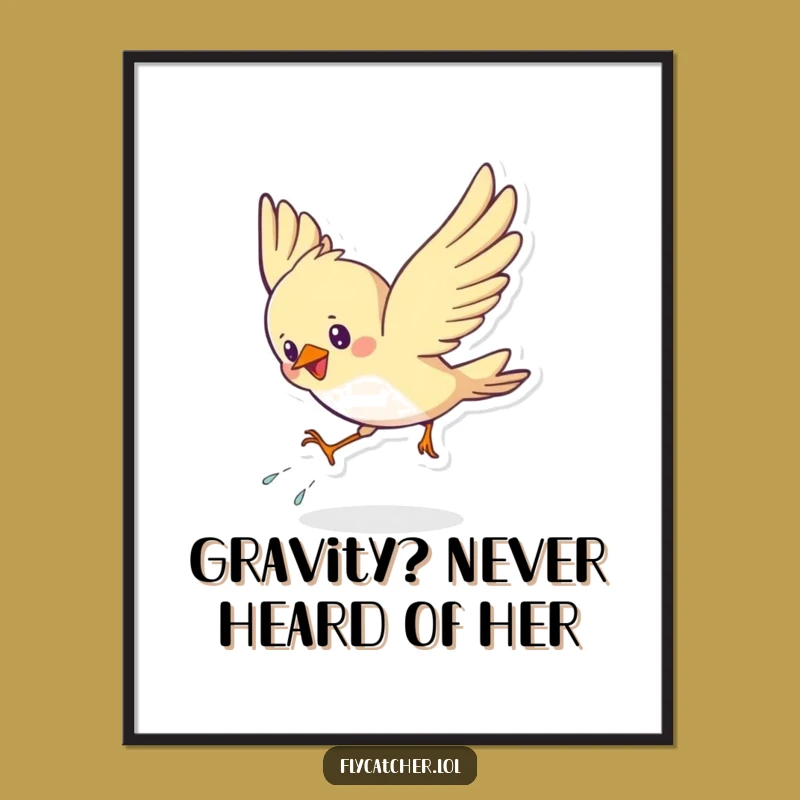 Funny Free Printable Bird Wall Art: Energetic Swooping Landing, Downloadable Quirky Home Decor