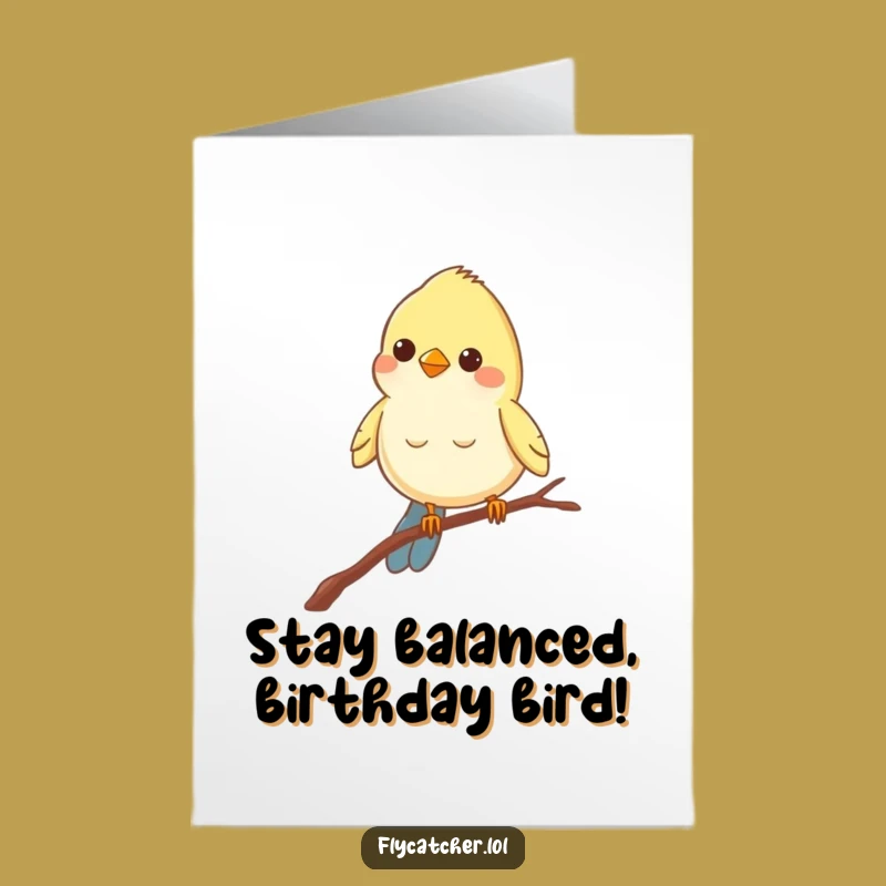 Free Printable Funny Bird Birthday Card: Peering Bird on Branch, Downloadable Whimsical Greeting