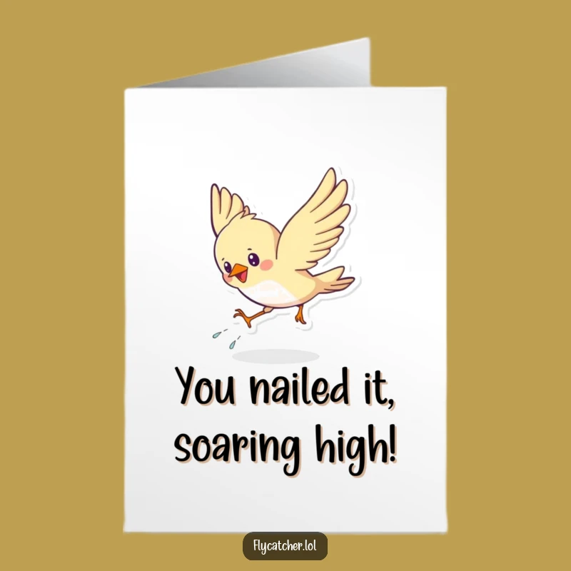 Free Printable Funny Bird Congrats Card: Epic Swooping Landing, Downloadable Success Celebration