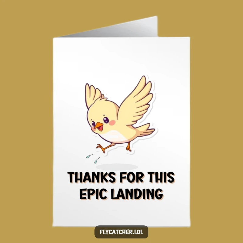 Free Printable Funny Bird Thank You Card: Swooping Landing Design, Appreciative Downloadable Humor
