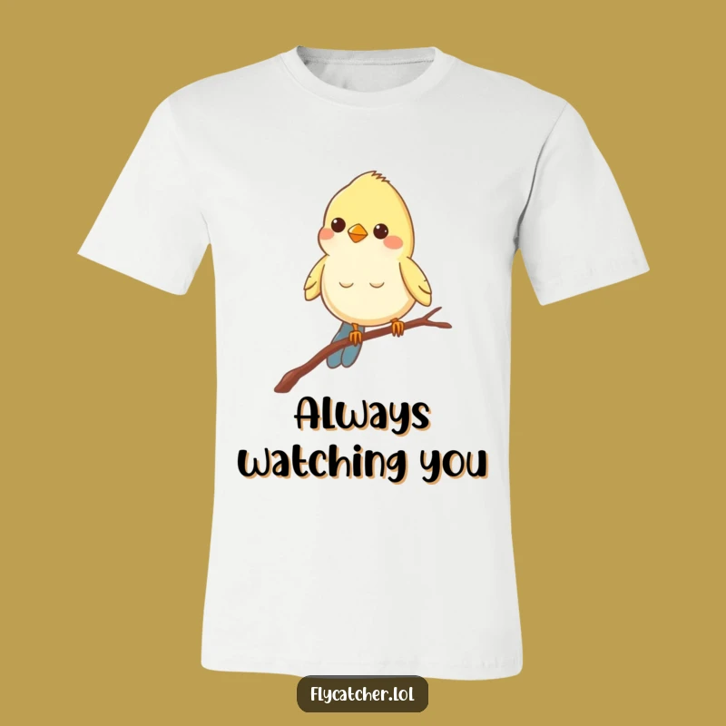 Funny Bird Branch T-Shirt: Cheerful Peering Design, Perfect Funny Gift