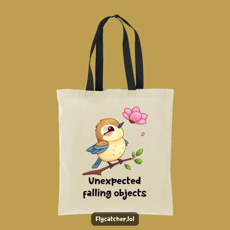 Funny Flycatcher Petal Surprise Tote Bag - Eco-Friendly Funny Bird Accessory, Ideal Gift